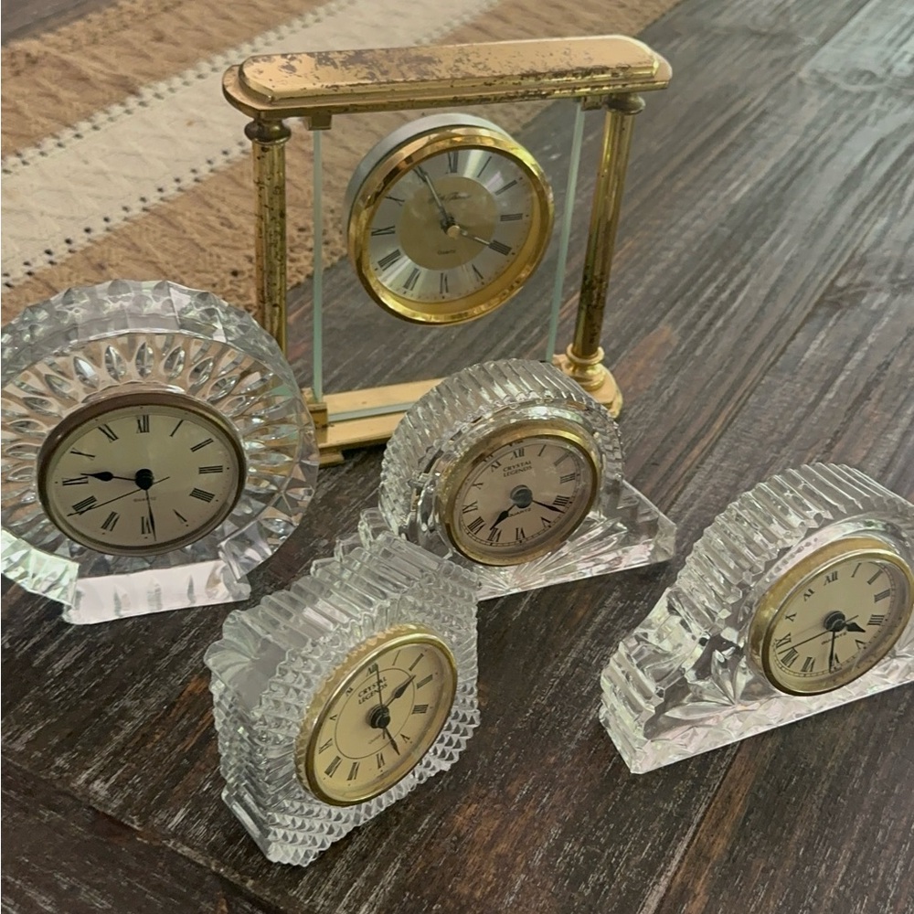 Elegant Gold and Crystal Clock Set